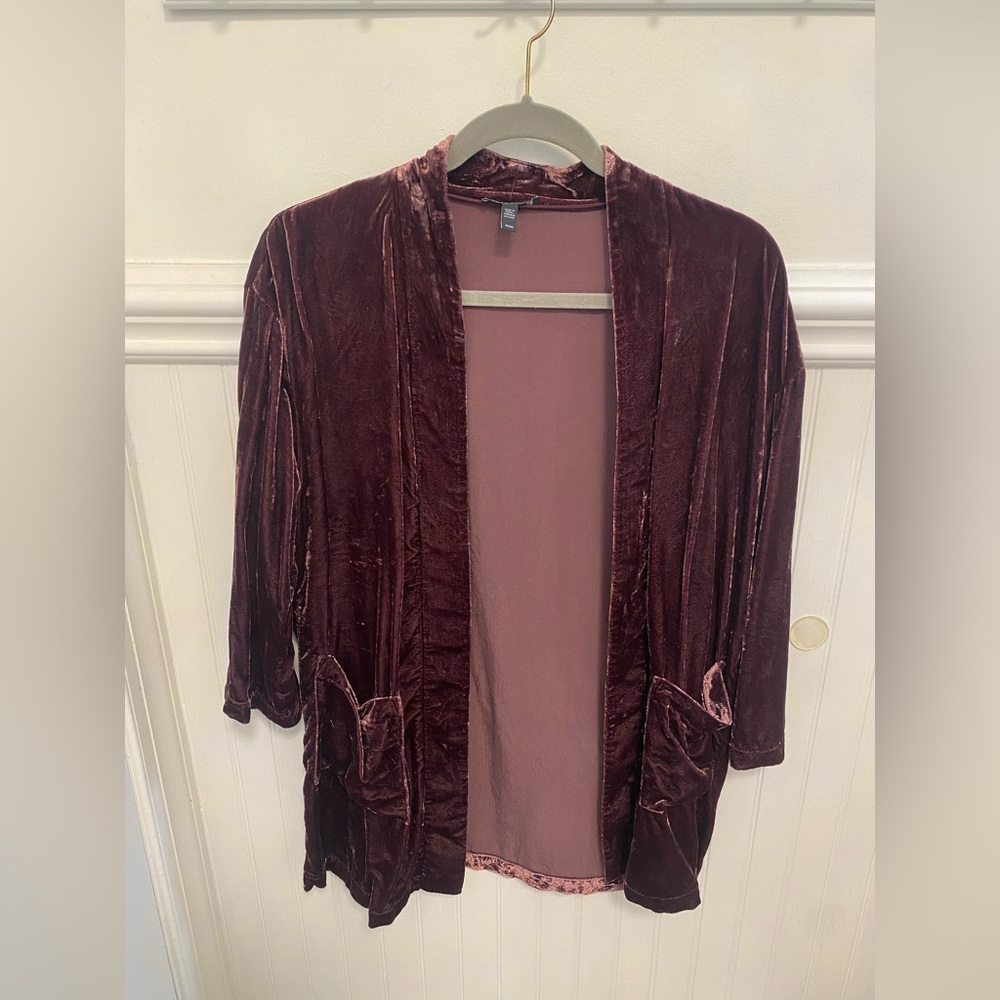 Eileen Fisher Deep Burgundy Velvet Cardigan
